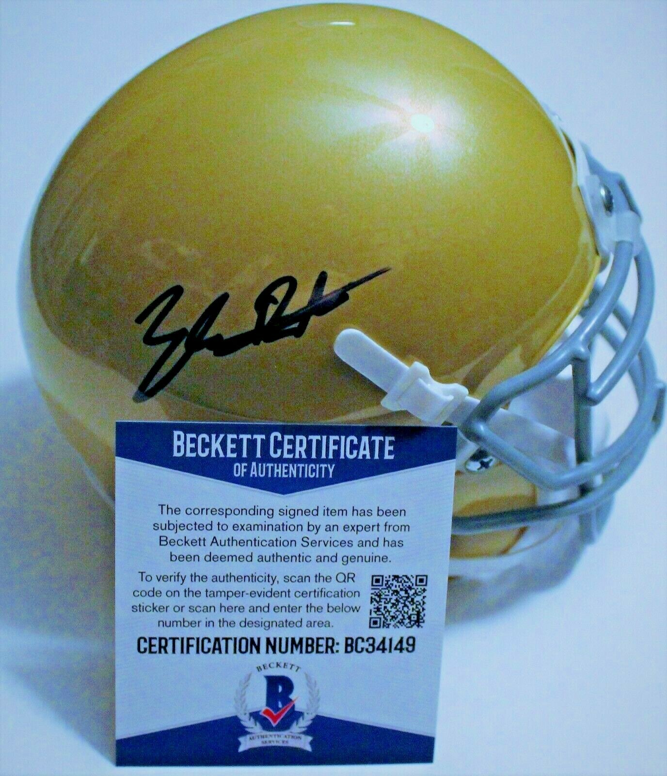 Tyler Buchner Signed Notre Dame Fighting Irish Mini Helmet w/Beckett COA BC34149
