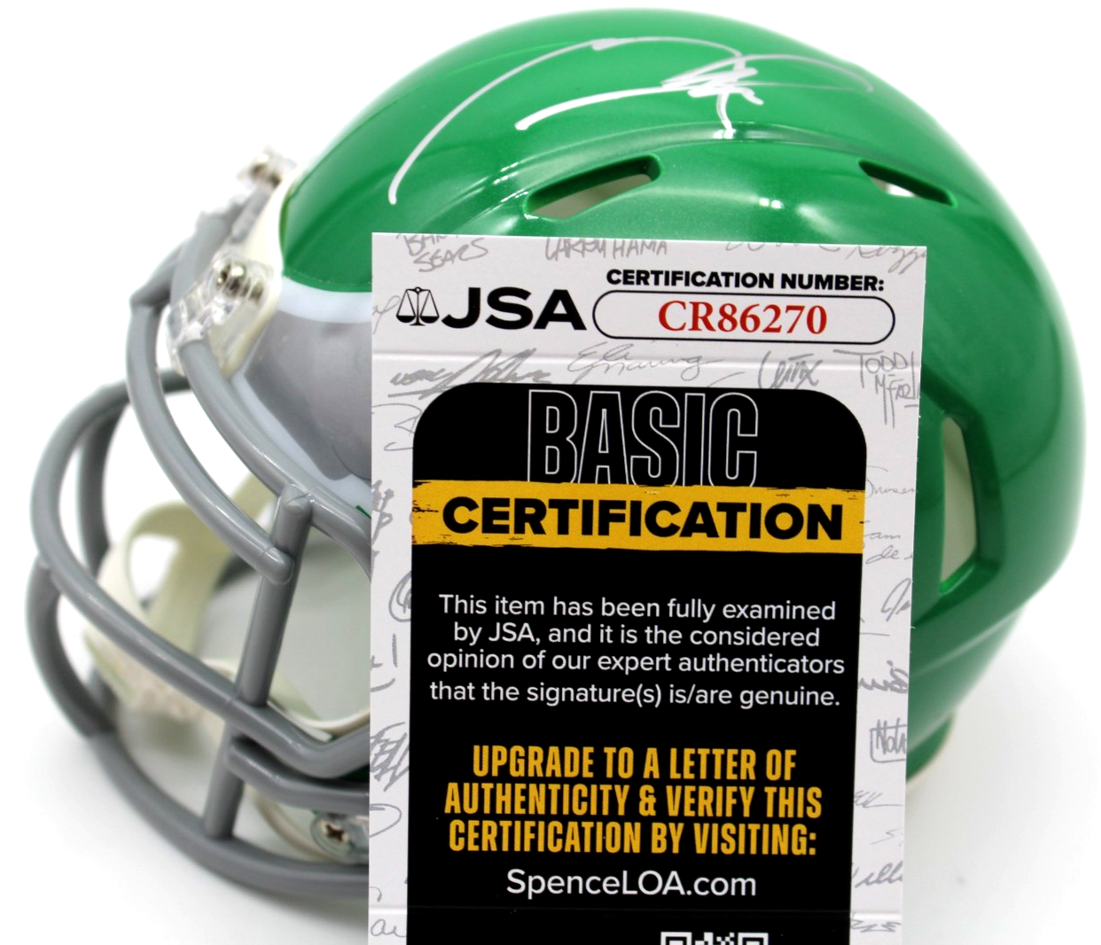 Makai Lemon & Eli Stowers Signed Philadelphia Eagles Mini Helmet w/JSA CR86270