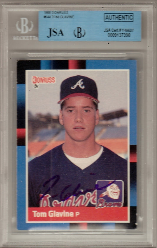 Tom Glavine Signed 1988 Donruss Rookie Card JSA Authentic Beckett Slabbed Y46627