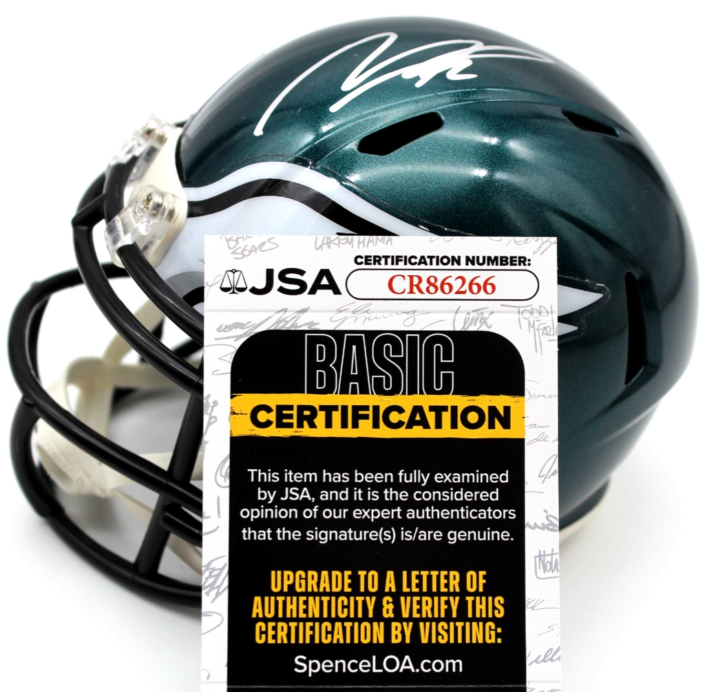 Makai Lemon & Eli Stowers Signed Philadelphia Eagles Mini Helmet w/JSA CR86266