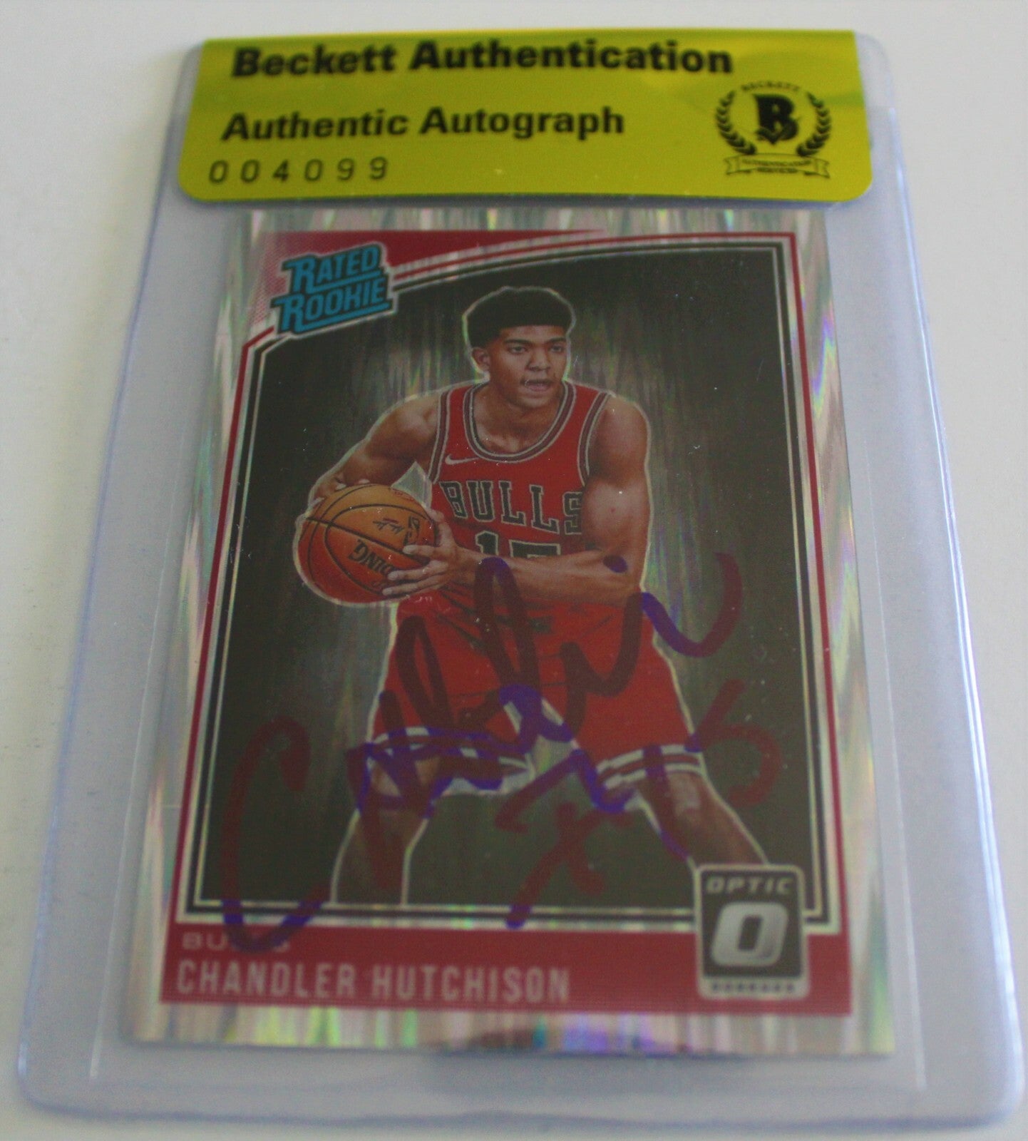Chandler Hutchison Signed Donruss Optic Rated Rookie Authentic Beckett Bulls