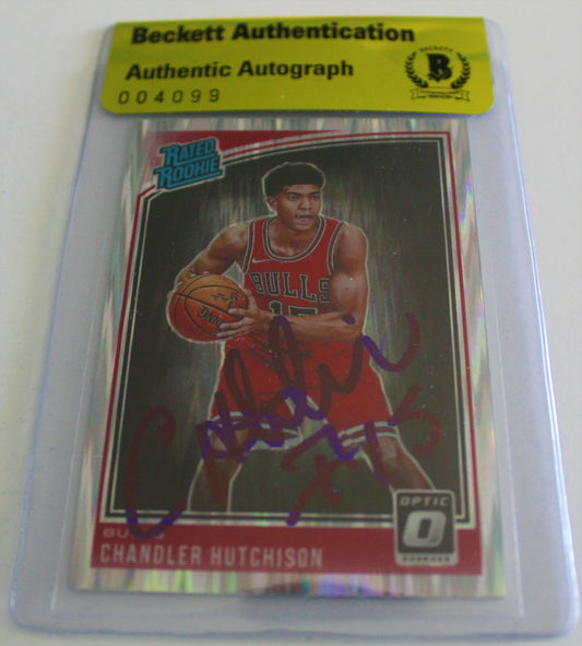 Chandler Hutchison Signed Donruss Optic Rated Rookie Authentic Beckett Bulls