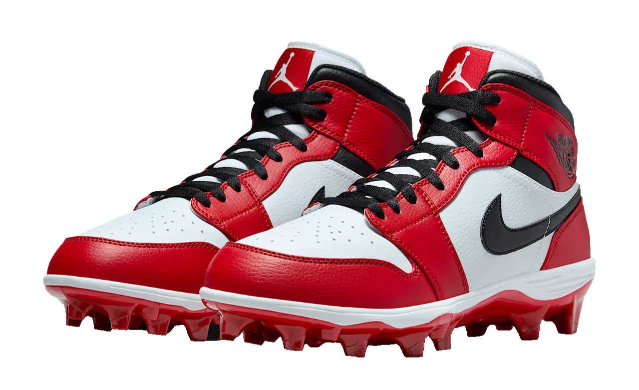 Air Jordan 1 Mid TD Football Cleats Chicago White Red Mens FJ6805-106 Brand New