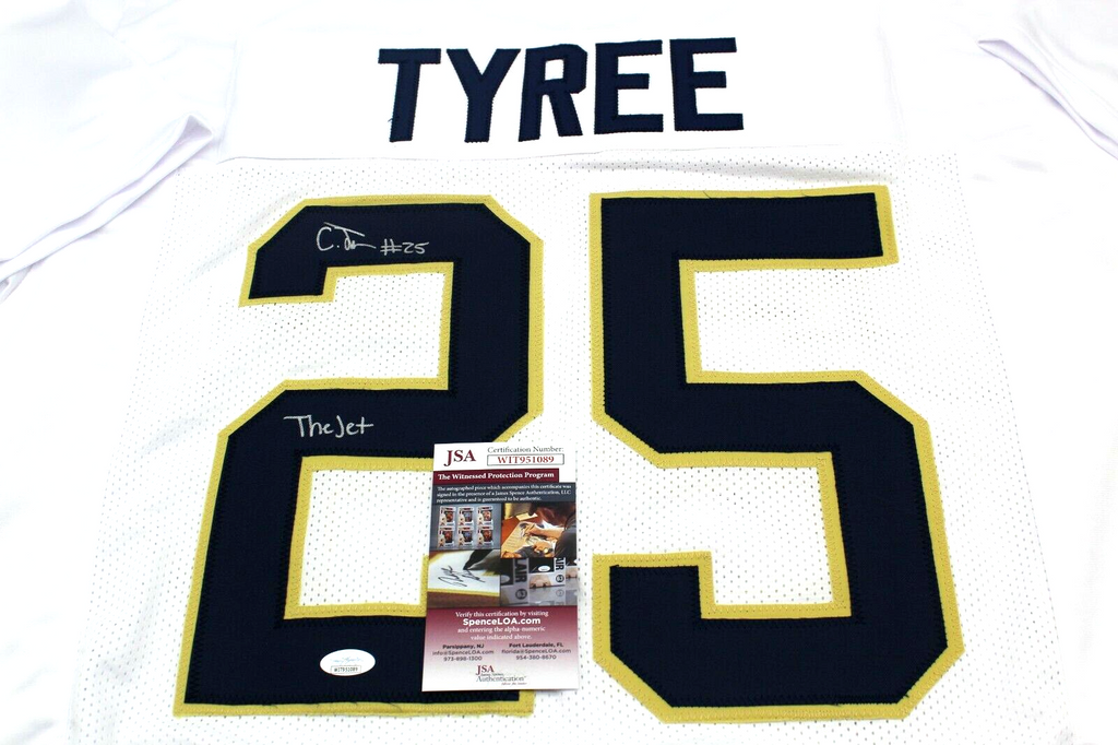 Chris Tyree Signed Custom White Notre Dame Football Jersey w/JSA COA Proof Jet