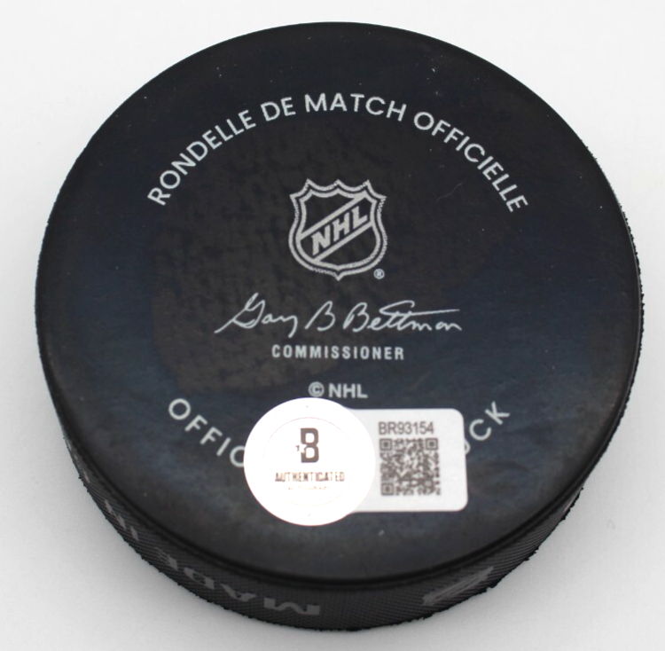 Artyom Levshunov Signed Chicago Blackhawks Game Hockey Puck w/Beckett BR93154