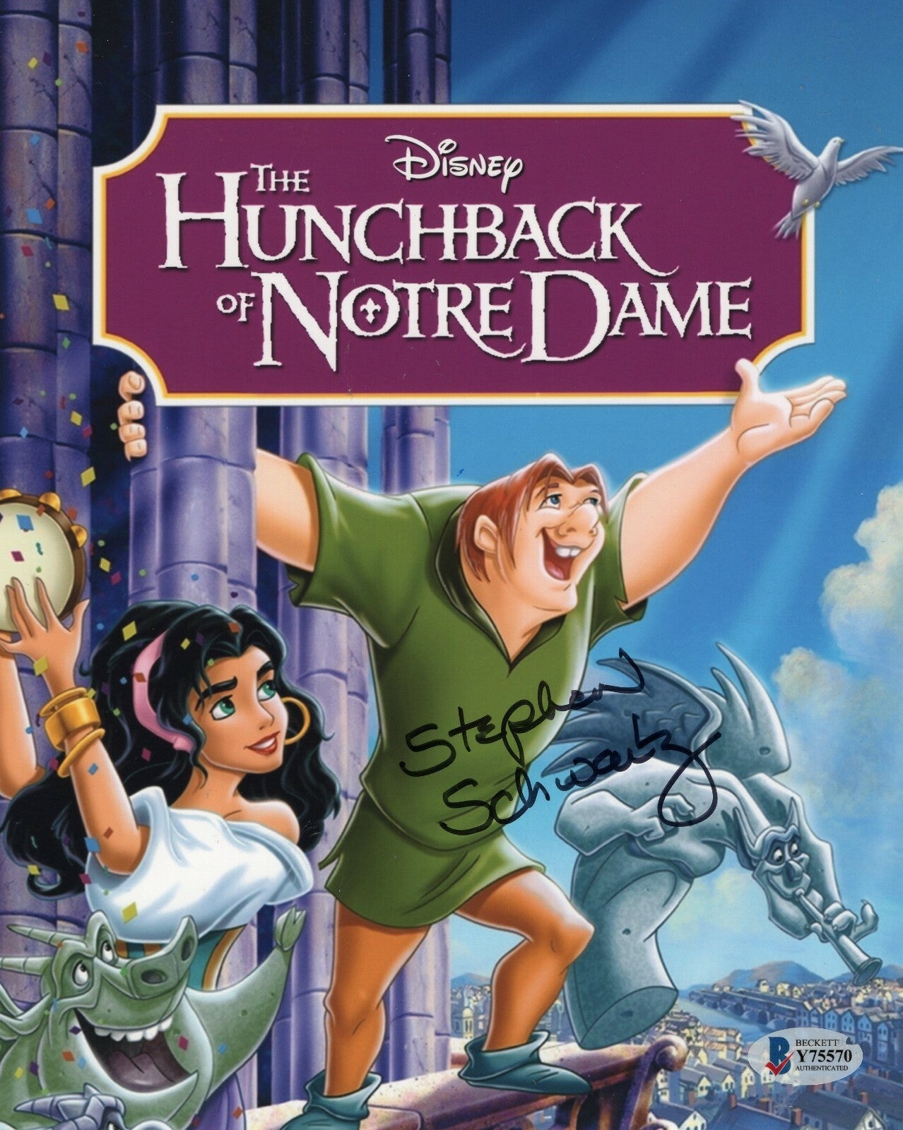 Stephen Schwartz Signed Disney Music Hunchback 8x10 Photo w/Beckett COA Y75570