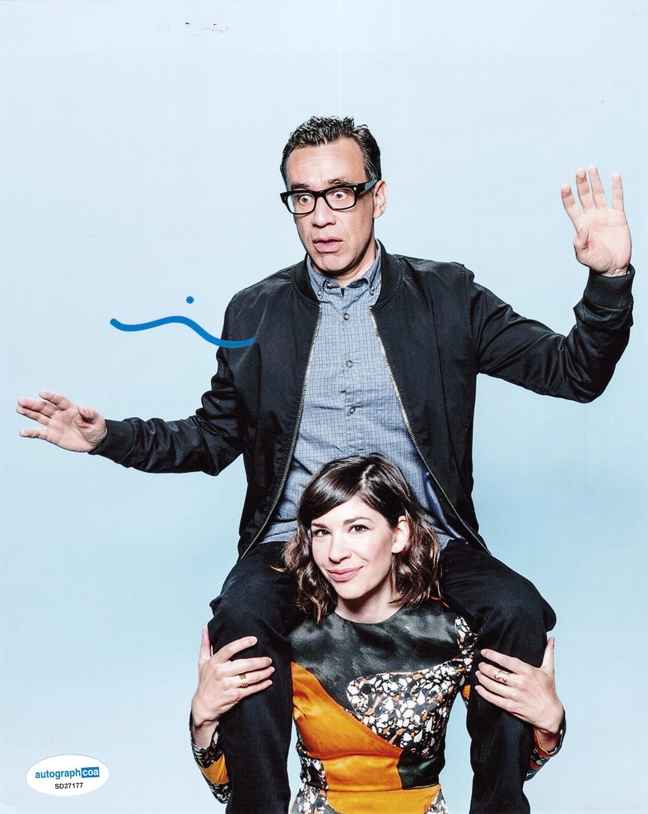 Fred Armisen Signed Saturday Night Smurfs Movie Brainy 8x10 Photo w/ACOA SD27177