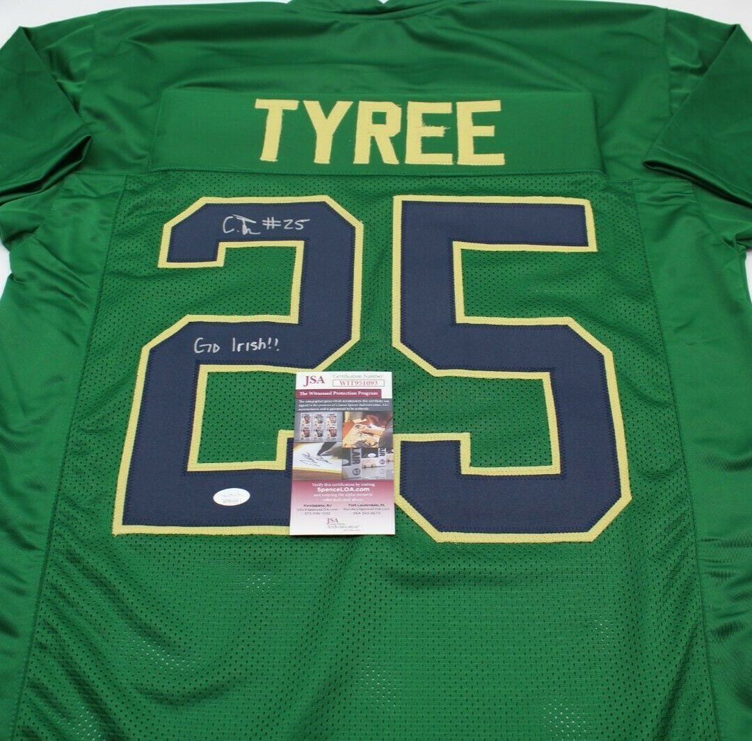 Chris Tyree Signed Custom Green Notre Dame Football Jersey w/JSA COA Proof Irish