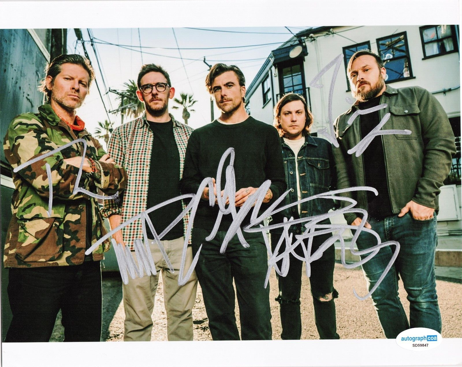L.S. Dunes Group Signed 8x10 Photo w/ACOA SD59847 Anthony Green Frank Iero