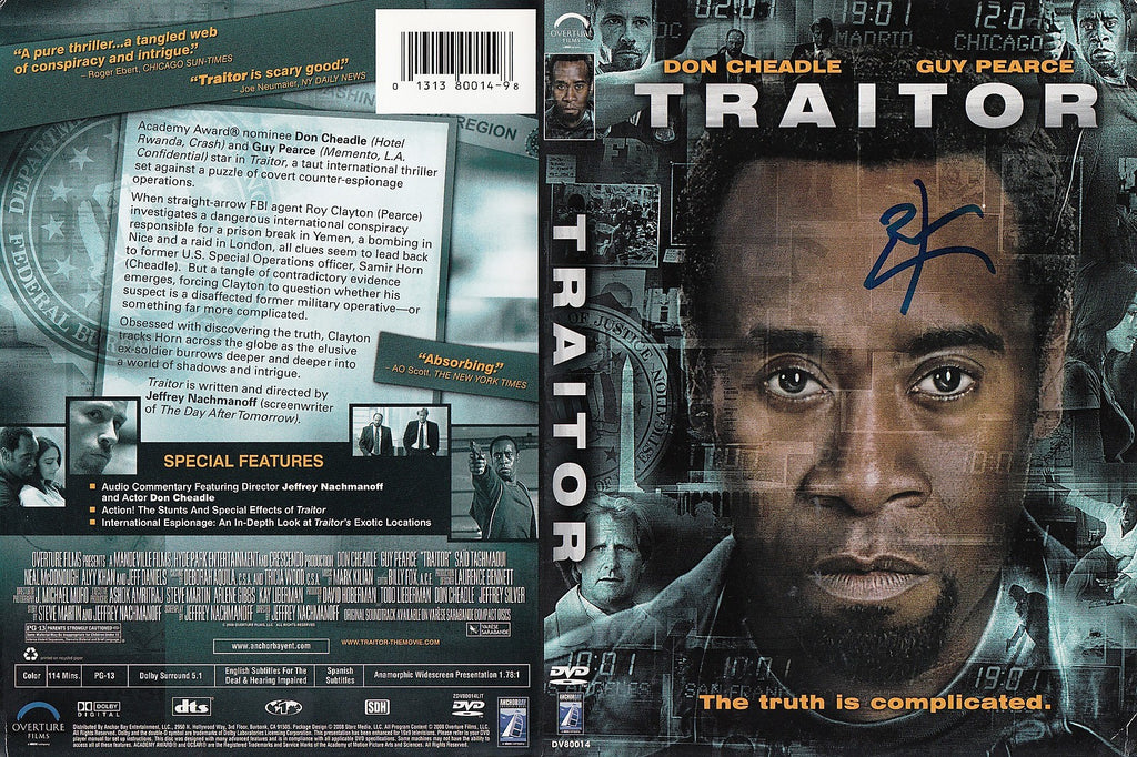Don Cheadle signed Traitor DVD movie cover w/coa Proof