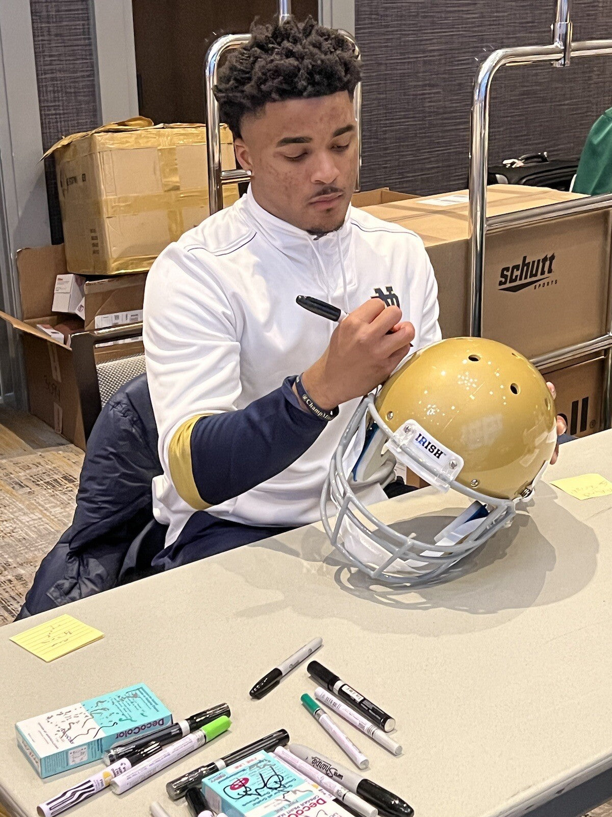 Logan Diggs Signed Notre Dame Fighting Irish Full Size Helmet w/JSA COA F/S #5