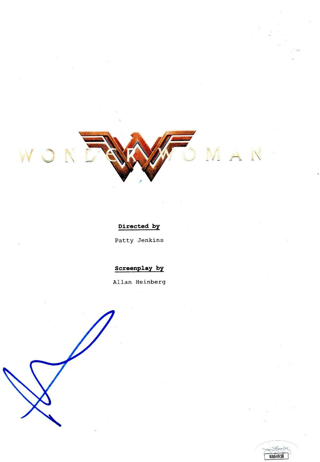 Patty Jenkins Signed Wonder Woman 8x12 Script Page Cover w/JSA COA NN64958