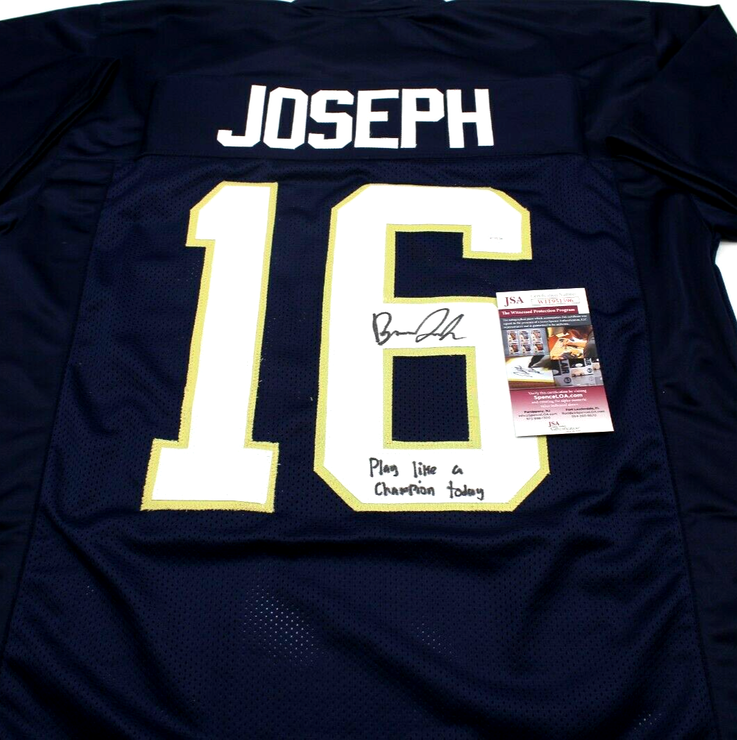 Brandon Joseph Signed Custom Blue Notre Dame Football Jersey w/JSA COA Proof
