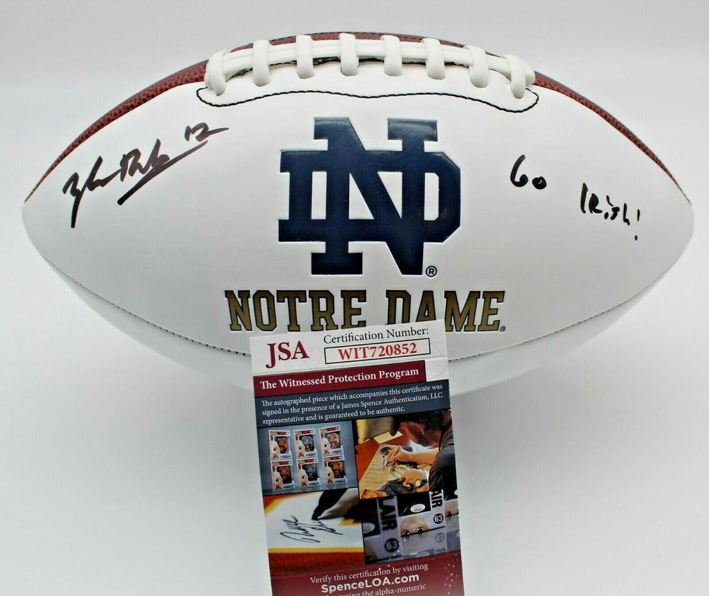 Tyler Buchner Signed Notre Dame Fighting Irish Logo Football w/JSA COA Witness 
