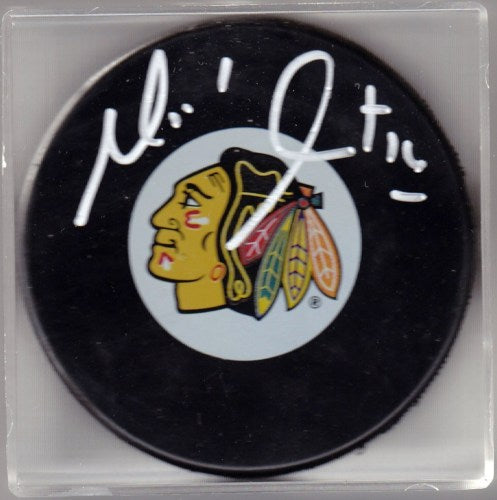 Michel Goulet Signed Puck W/COA Chicago Blackhawks
