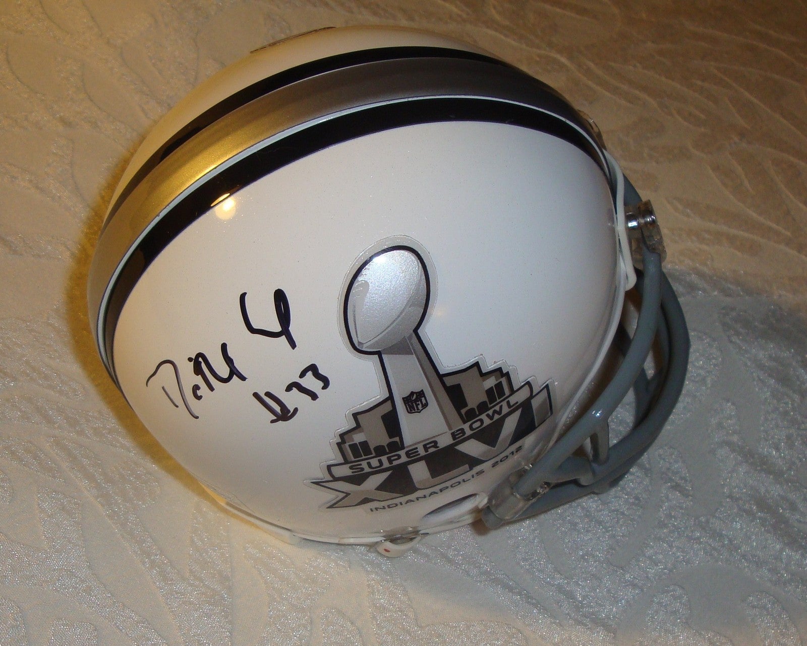Da'Rel Scott Signed Super Bowl XLVI Mini Helmet w/COA 46 Giants Patriots B