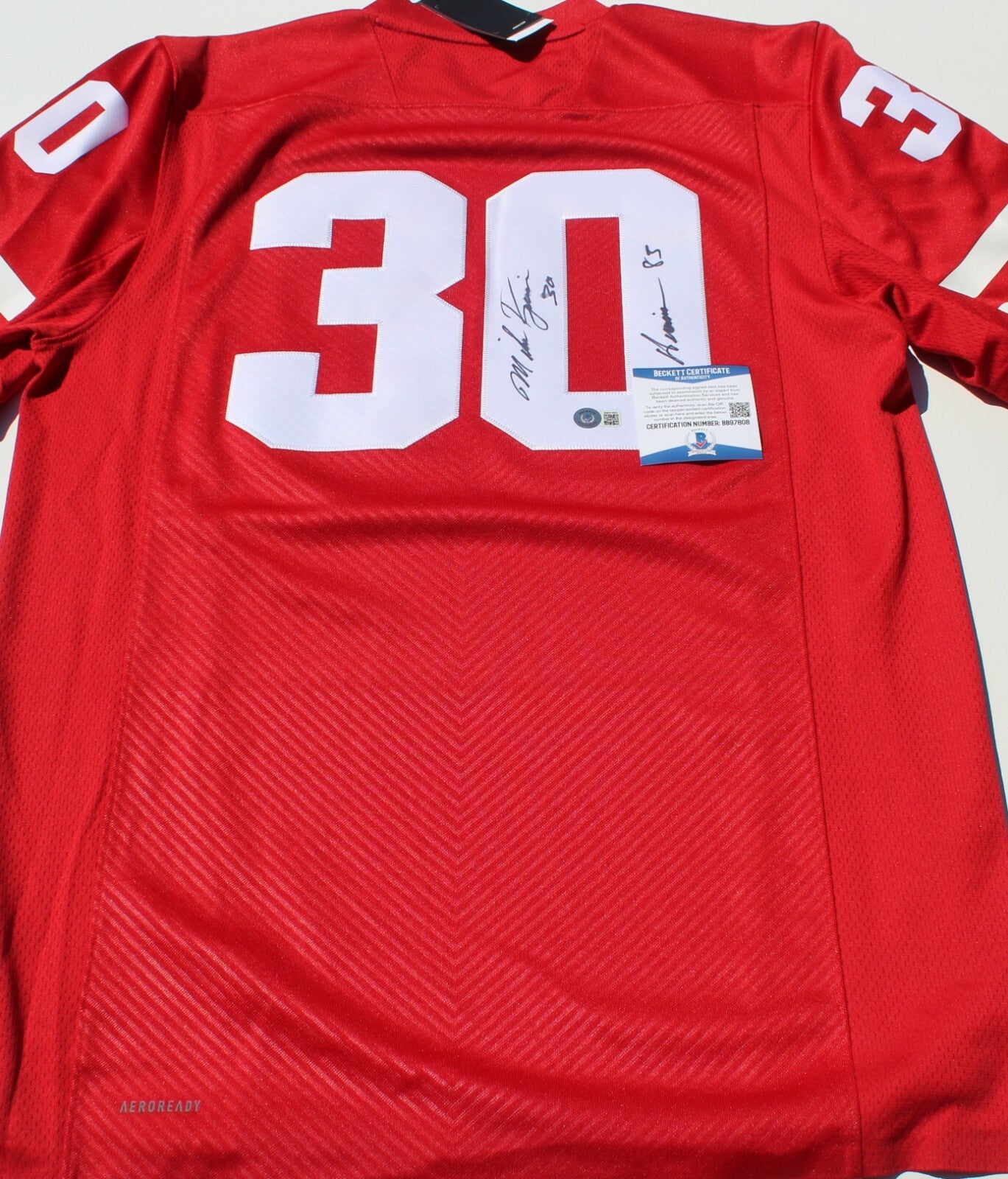 Mike Rozier Signed Nebraska Cornhuskers Adidas M Jersey w/Beckett COA BB97808