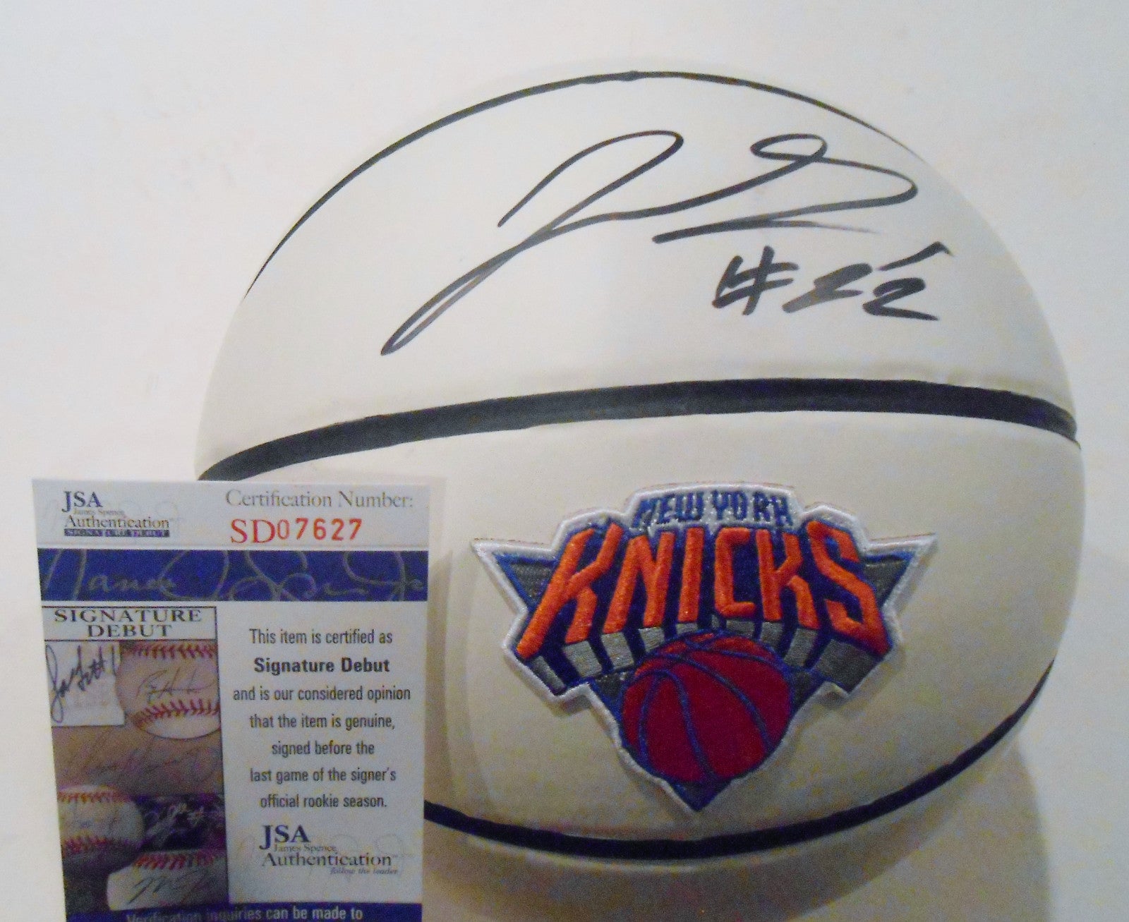 Jerian Grant Signed New York Knicks Logo Basketball w/JSA COA SD07627