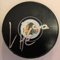 Vinnie Hinostroza Signed Chicago Blackhawks Logo Puck w/COA 2017-18 #2