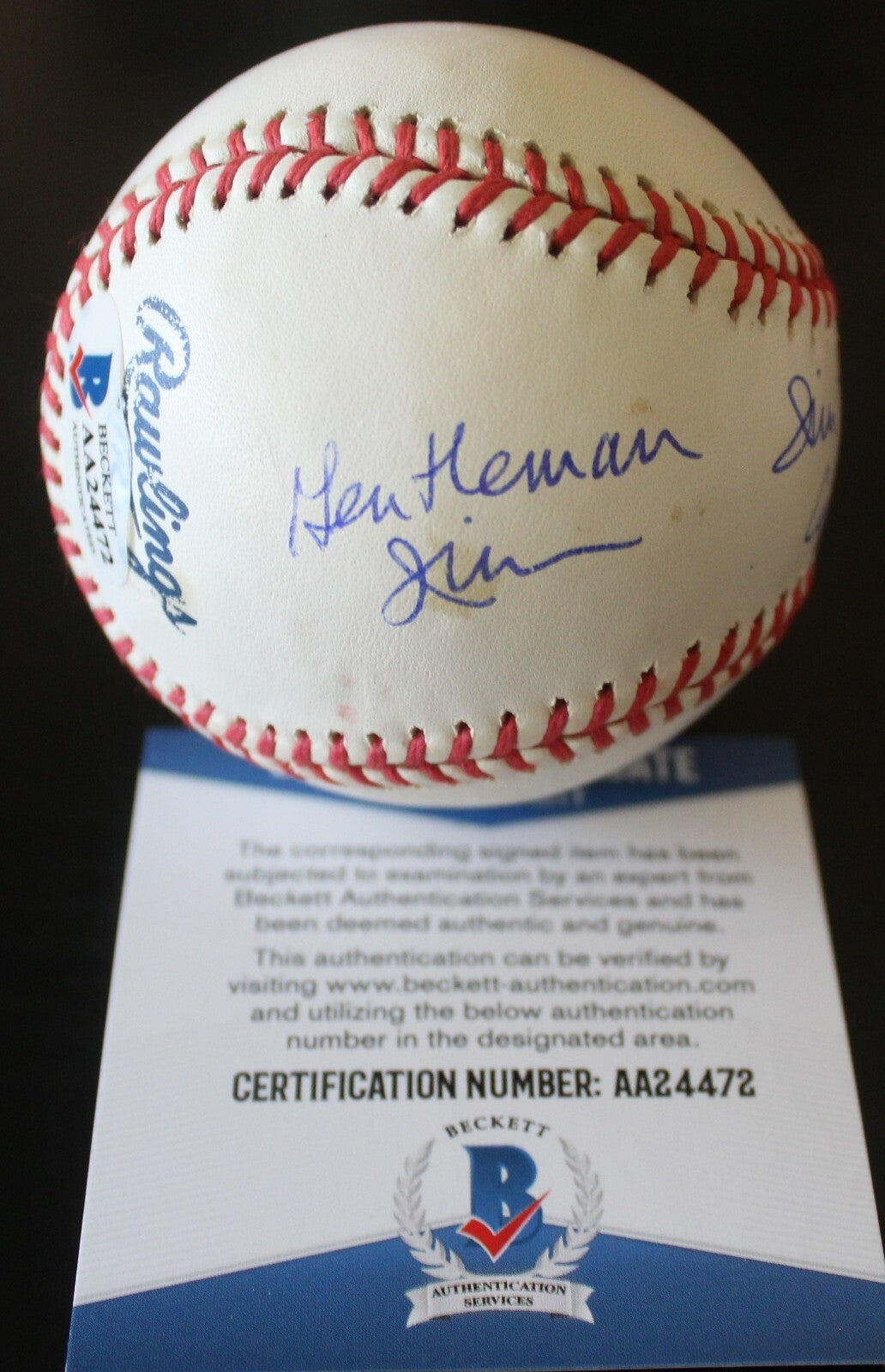 Jim Londborg Signed Official Major League Baseball w/Beckett COA AA24472 Red Sox