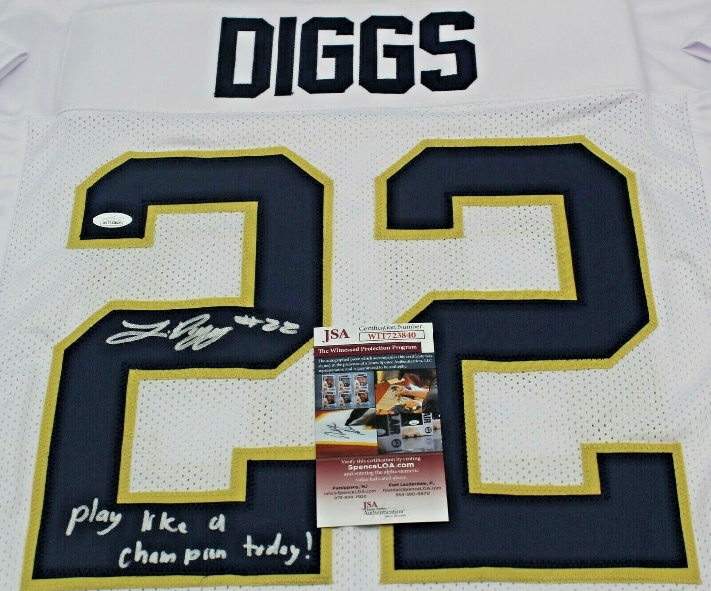 Logan Diggs Signed Custom White Notre Dame Football Jersey w/JSA COA PLACT