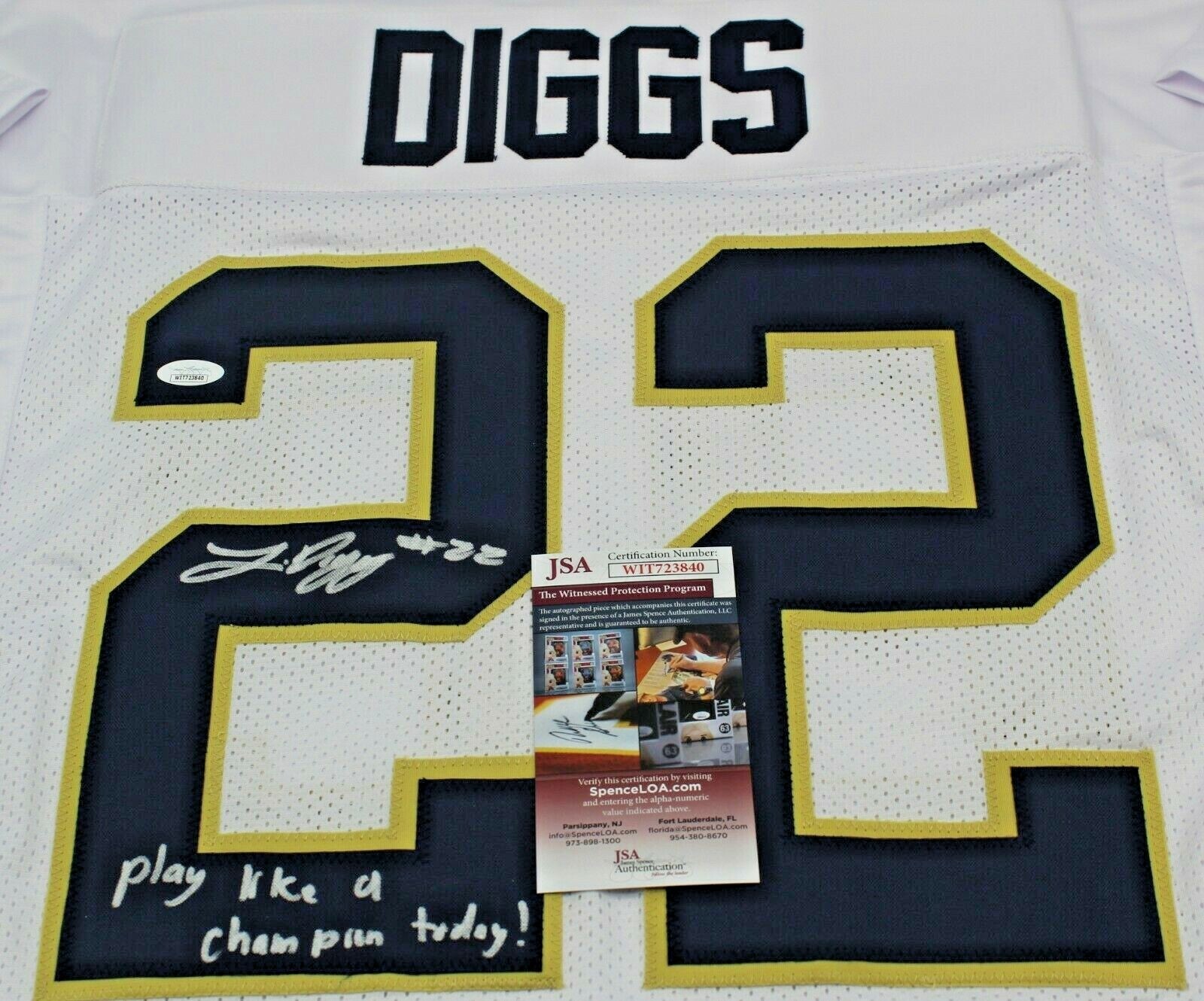 Logan Diggs Signed Custom White Notre Dame Football Jersey w/JSA COA PLACT