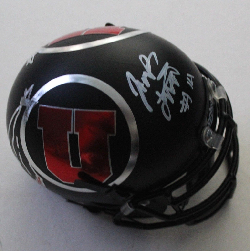 Jack Tuttle Signed Utah Utes Mini Football Helmet w/COA Black Chrome Proof C
