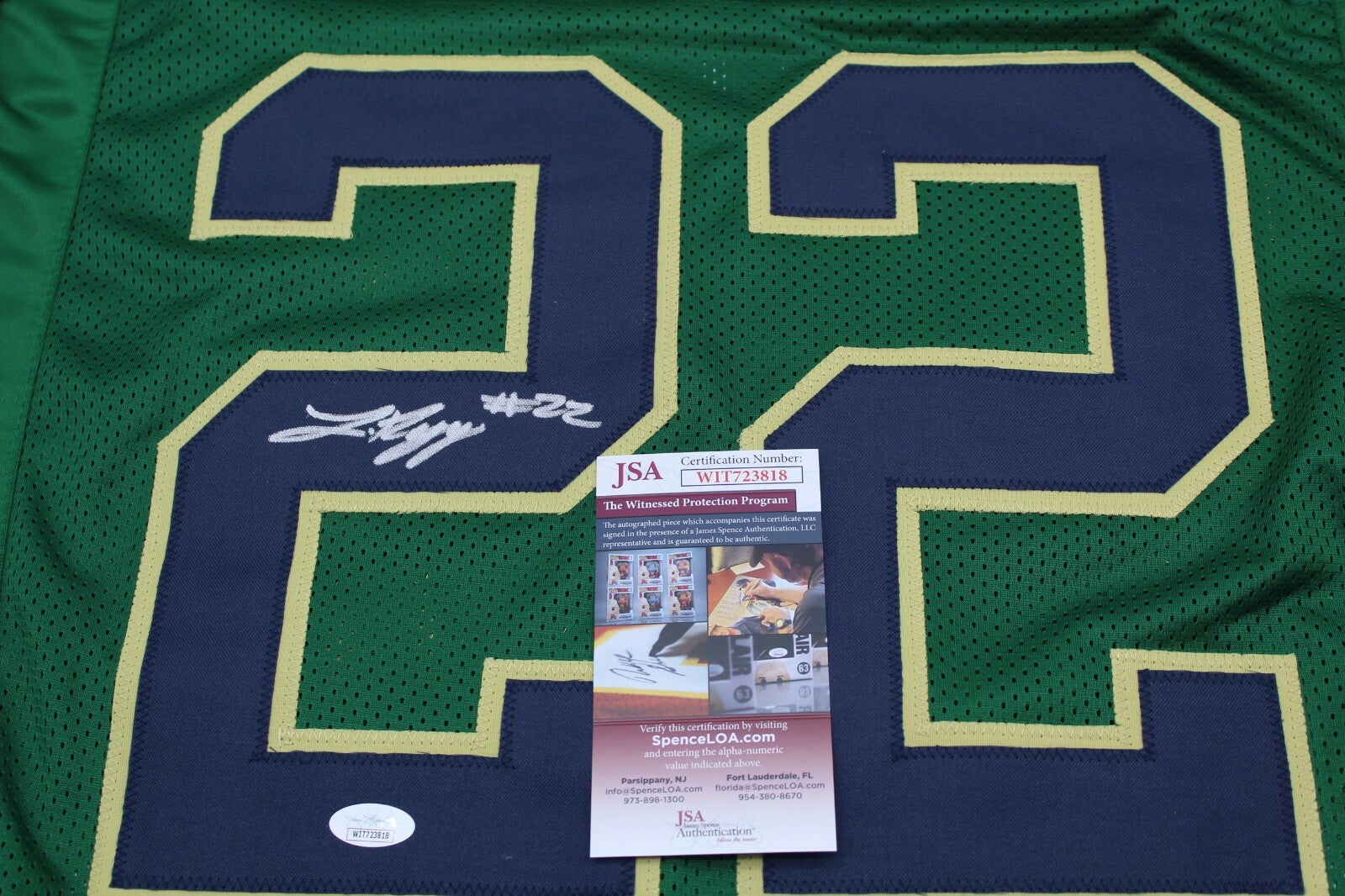 Logan Diggs Signed Custom Green Notre Dame Jersey w/JSA COA Witness Proof 