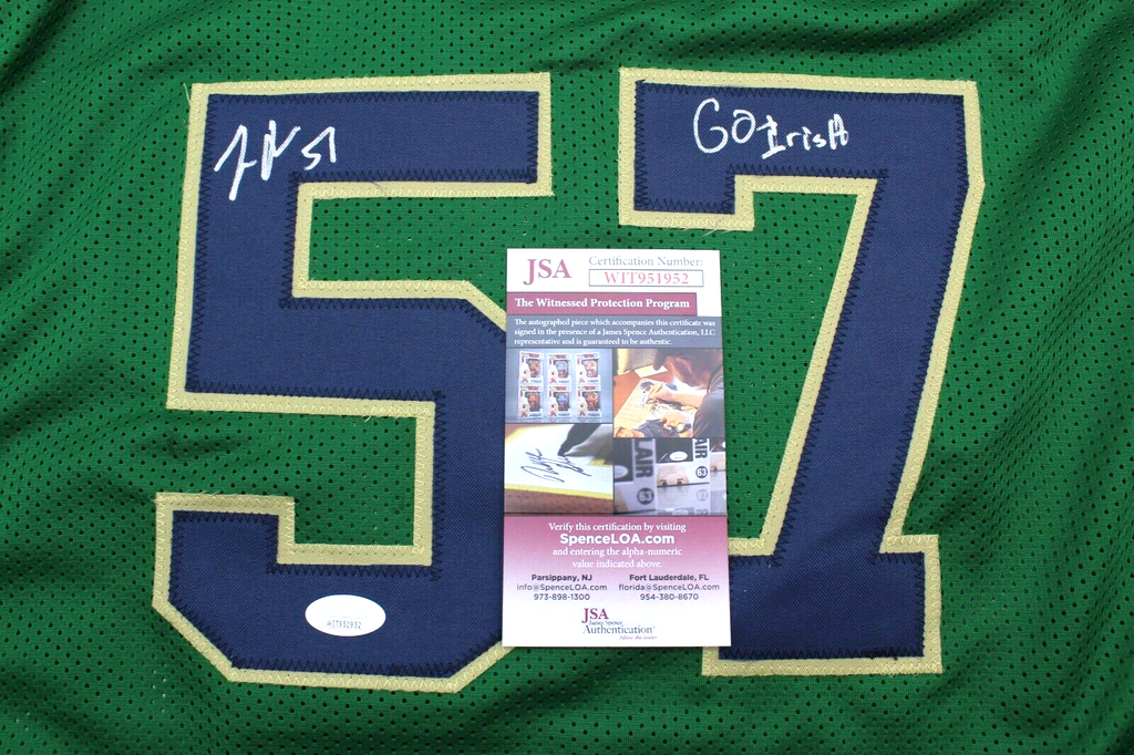 Justin & Jayson Ademilola Signed Custom Notre Dame Jersey w/JSA COA WITNESS