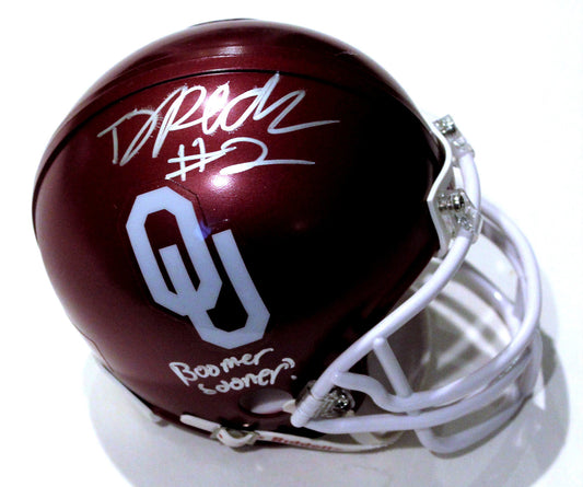 T.J. Pledger Signed Oklahoma Sooners Mini Helmet w/COA Boomer C