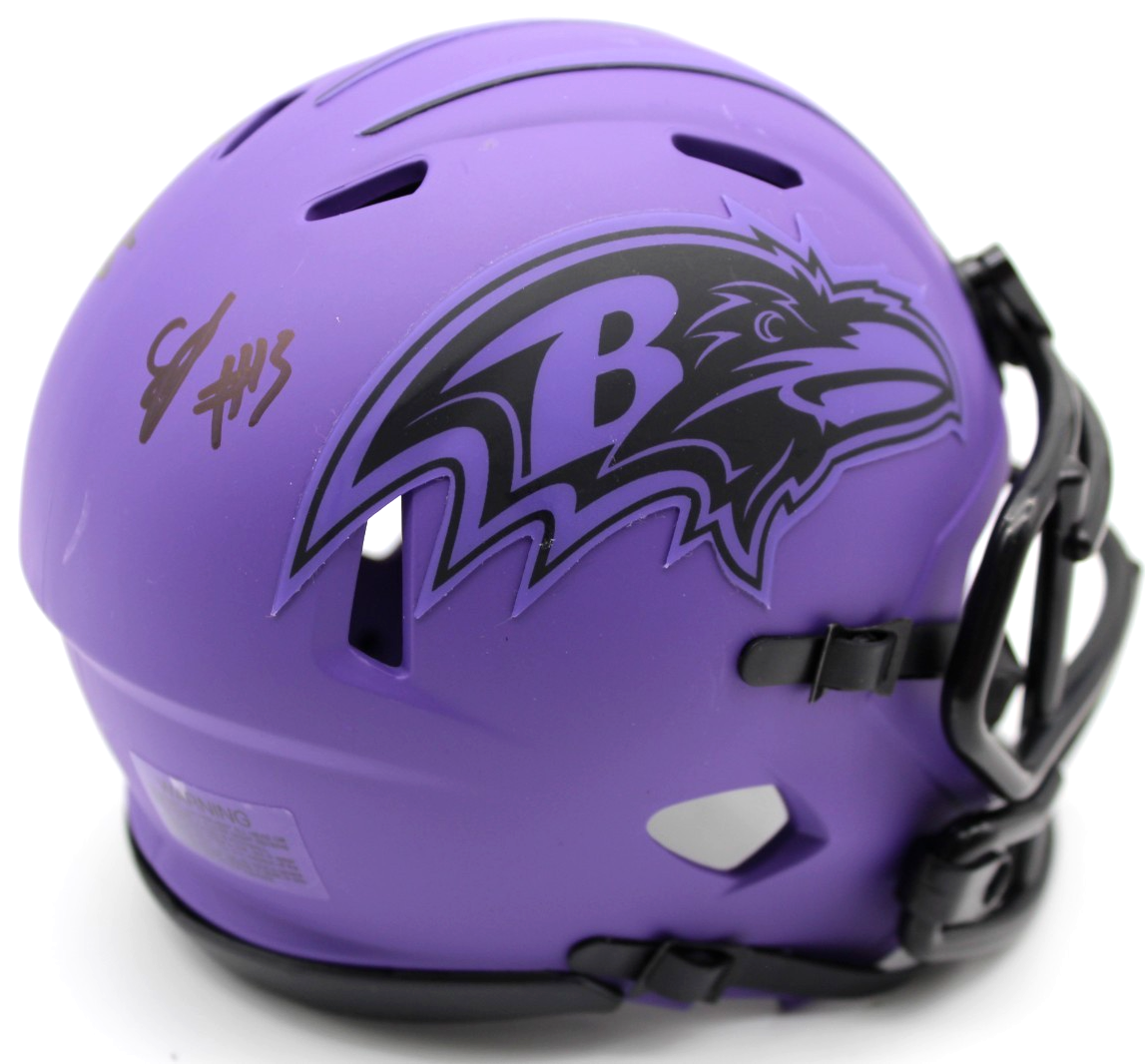 Ja'Kobi Lane & Elijah Sarratt Ravens Rave Signed Mini Helmet w/JSA COA CR86319