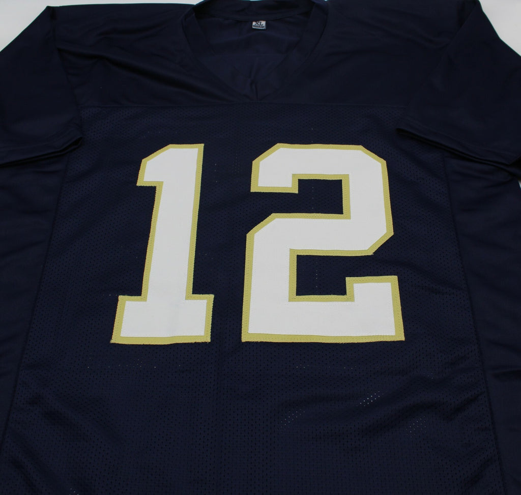Tyler Buchner Signed Custom Notre Dame Blue Jersey w/JSA COA Witness #1