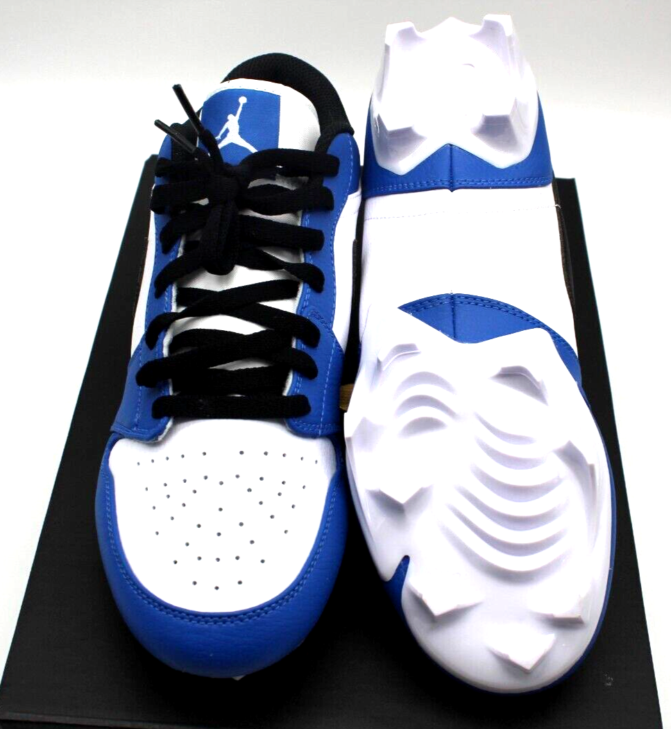 Jordan 1 Football Cleats Low TD Royal Blue Black White FJ6245-104 NEW Size 14