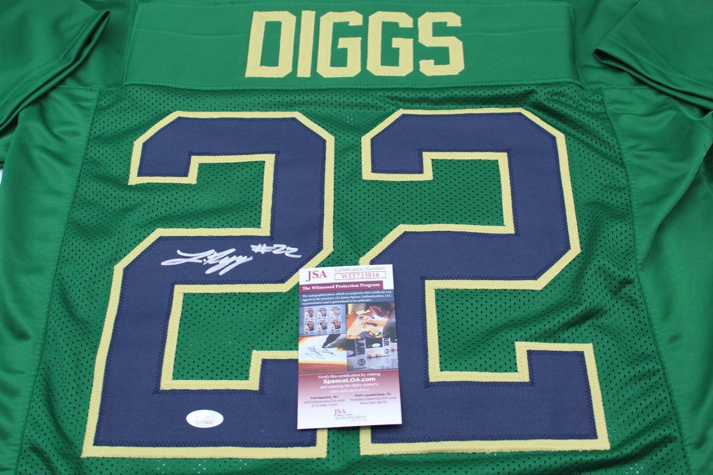 Logan Diggs Signed Custom Green Notre Dame Jersey w/JSA COA Witness Proof 