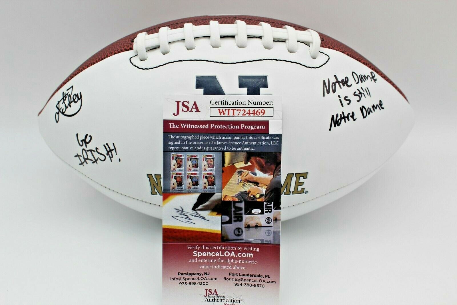 Isaiah Foskey Signed Notre Dame Fighting Irish Logo Football w/JSA COA Witness A