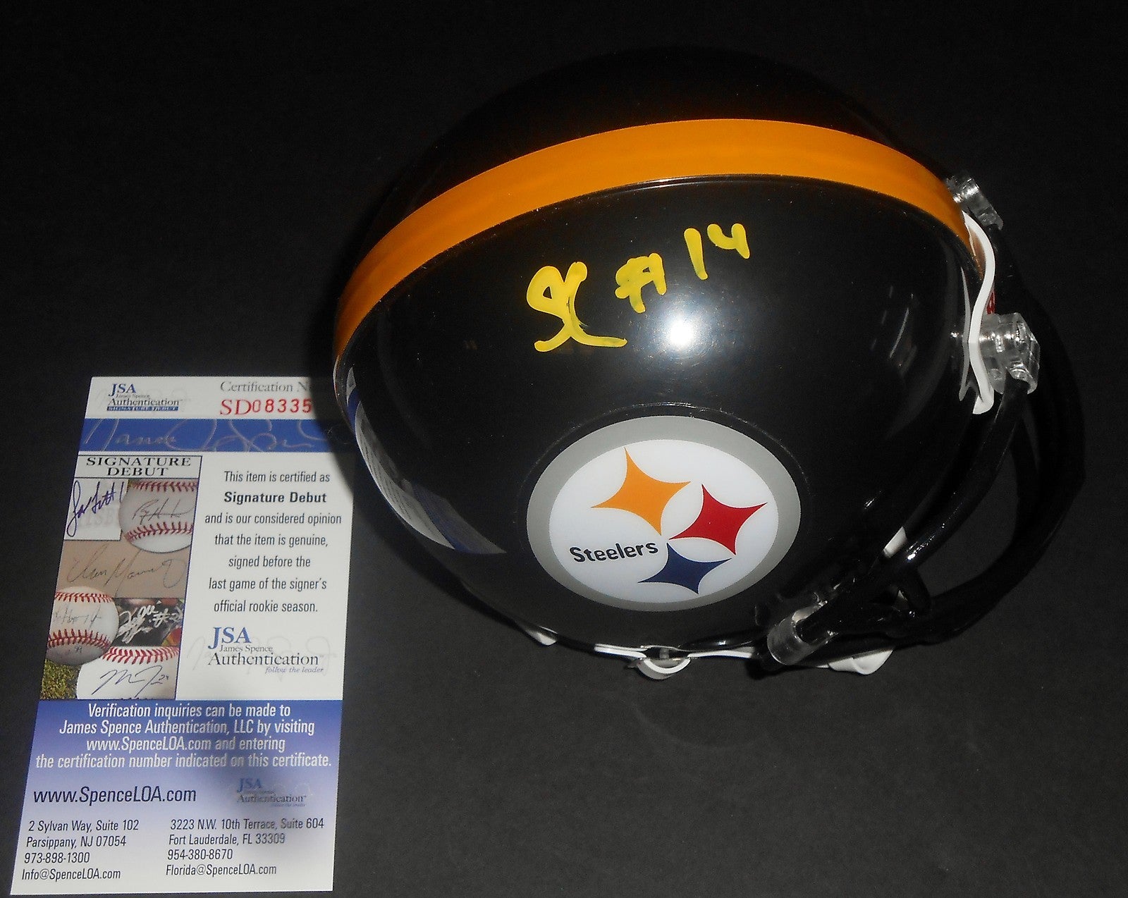 Sammie Coates Signed Pittsburgh Steelers Mini Helmet w/JSA COA Signature Debut