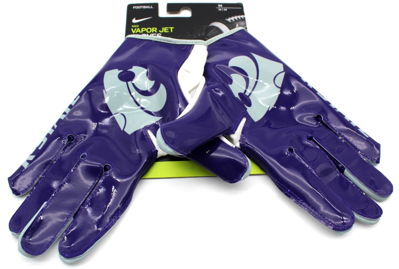 Nike Vapor Jet Football Gloves Kansas State PGF742 Size Medium Purple White Gray