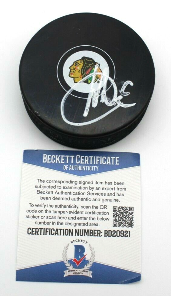 Dominik Kubalik Signed Chicago Blackhawks Hockey Puck w/Beckett COA BD20921