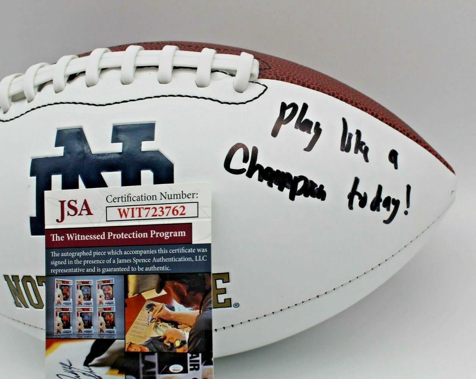 Logan Diggs Signed Notre Dame Fighting Irish Logo Football w/JSA COA Witness #1
