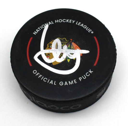 Artyom Levshunov Signed Chicago Blackhawks Game Hockey Puck w/PSA DNA AO25943