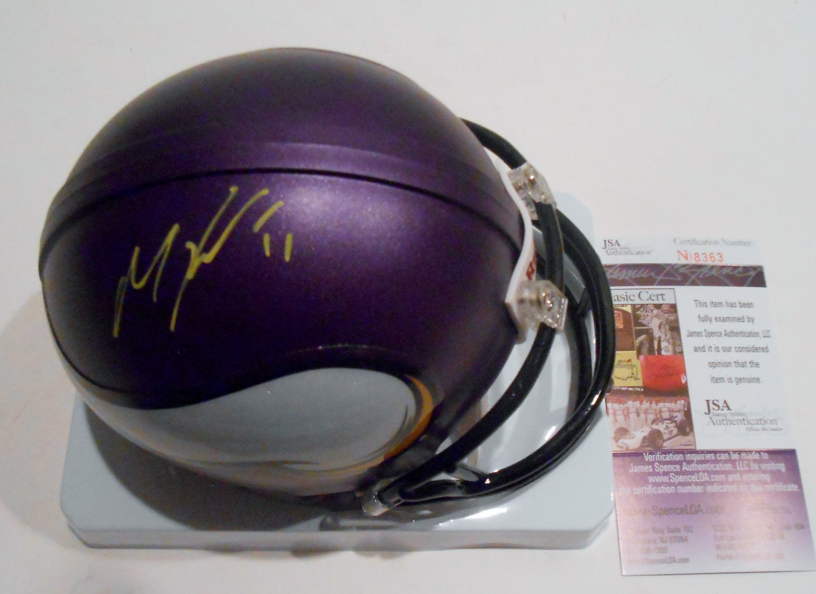 Mike Williams Signed Minnesota Vikings Mini Football Helmet w/JSA COA 