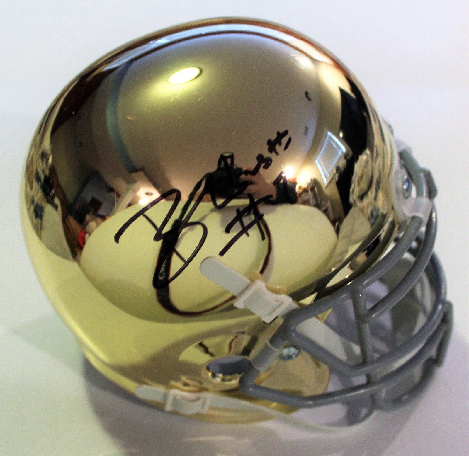 Brandon Wimbush Signed Notre Dame Mini Football Helmet w/COA Gold Chrome C