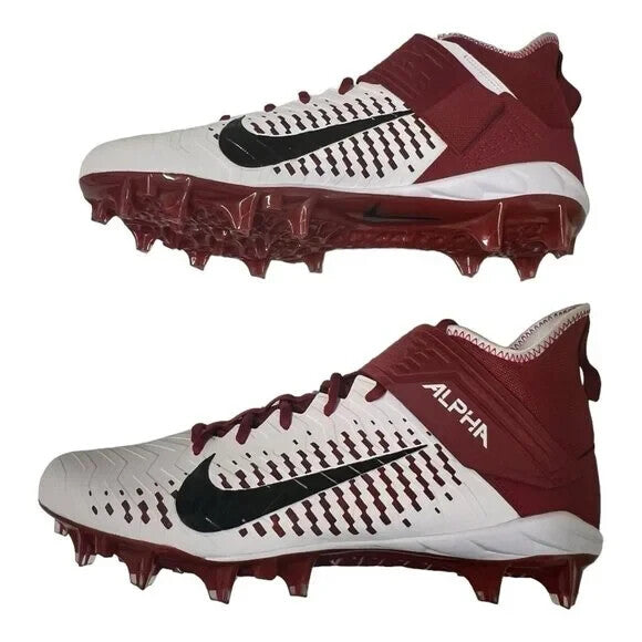 Size 12 Nike Alpha Menace Pro 2 Mid Football Cleats BV3945-106 White Red