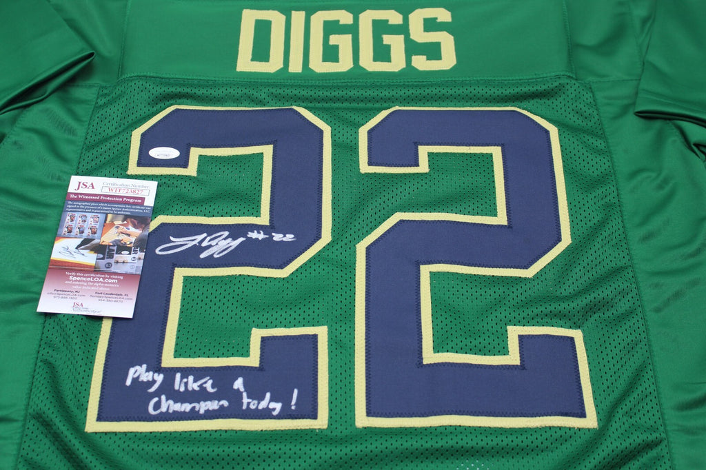 Logan Diggs Signed Custom Green Notre Dame Jersey w/JSA COA Witness Proof PLACT
