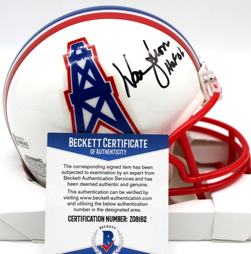 Warren Moon Houston Oilers Signed Mini Football Helmet w/Beckett BAS Z08162
