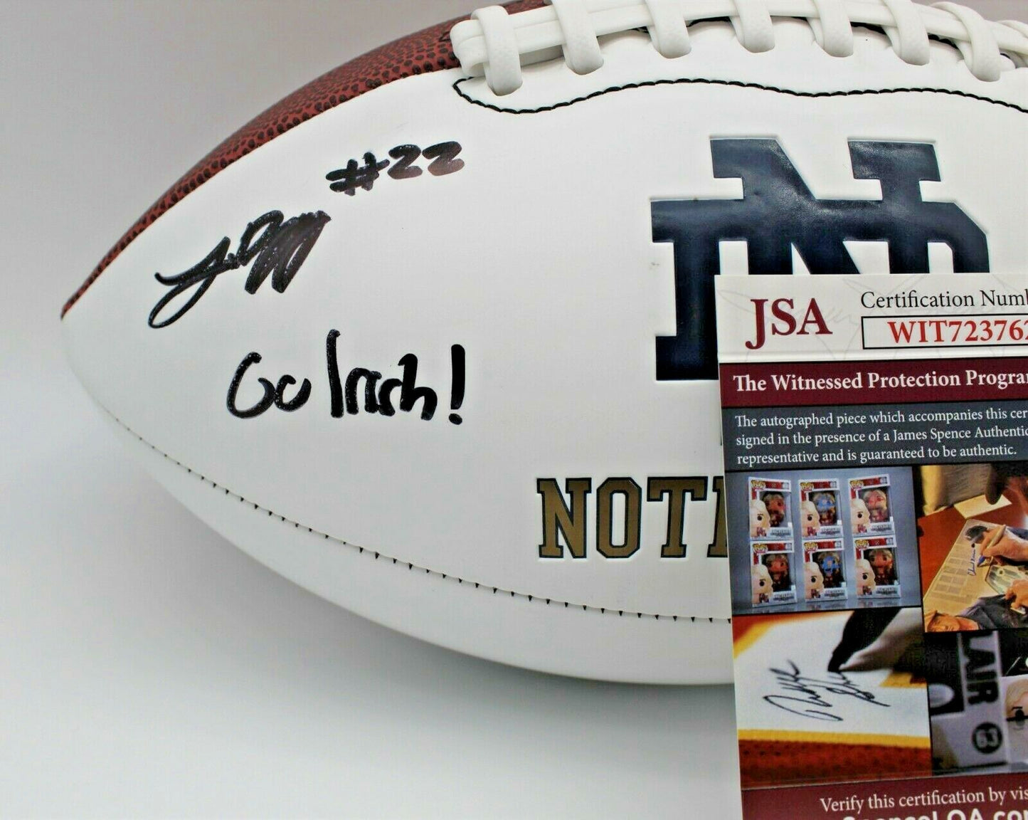 Logan Diggs Signed Notre Dame Fighting Irish Logo Football w/JSA COA Witness #1