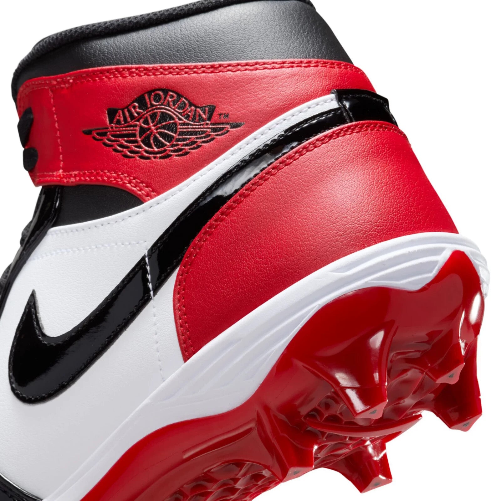 Size 15 Red Black Nike Jordan 1 Football Cleats Patent Leather Bred FJ6805-601