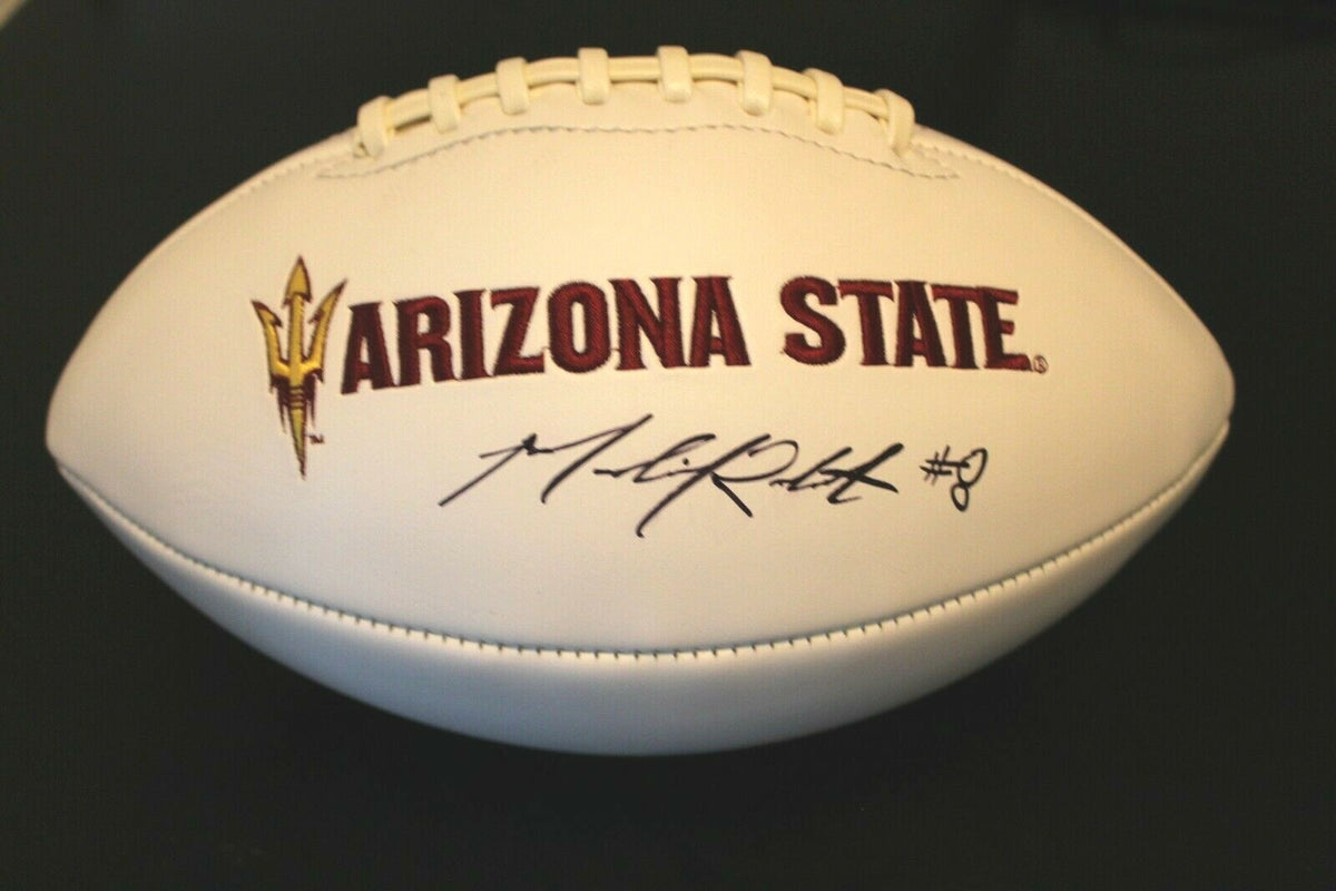 Merlin Robertson Signed Arizona State Sun Devils Logo Football w/COA Proof
