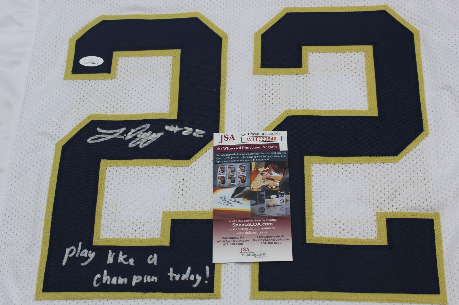 Logan Diggs Signed Custom White Notre Dame Football Jersey w/JSA COA PLACT