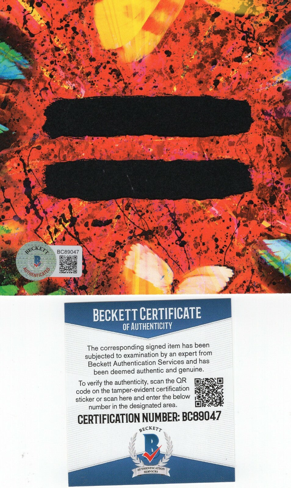 Ed Sheeran Signed Art Cover CD = w/Beckett COA BC89047 Authentic Brand New